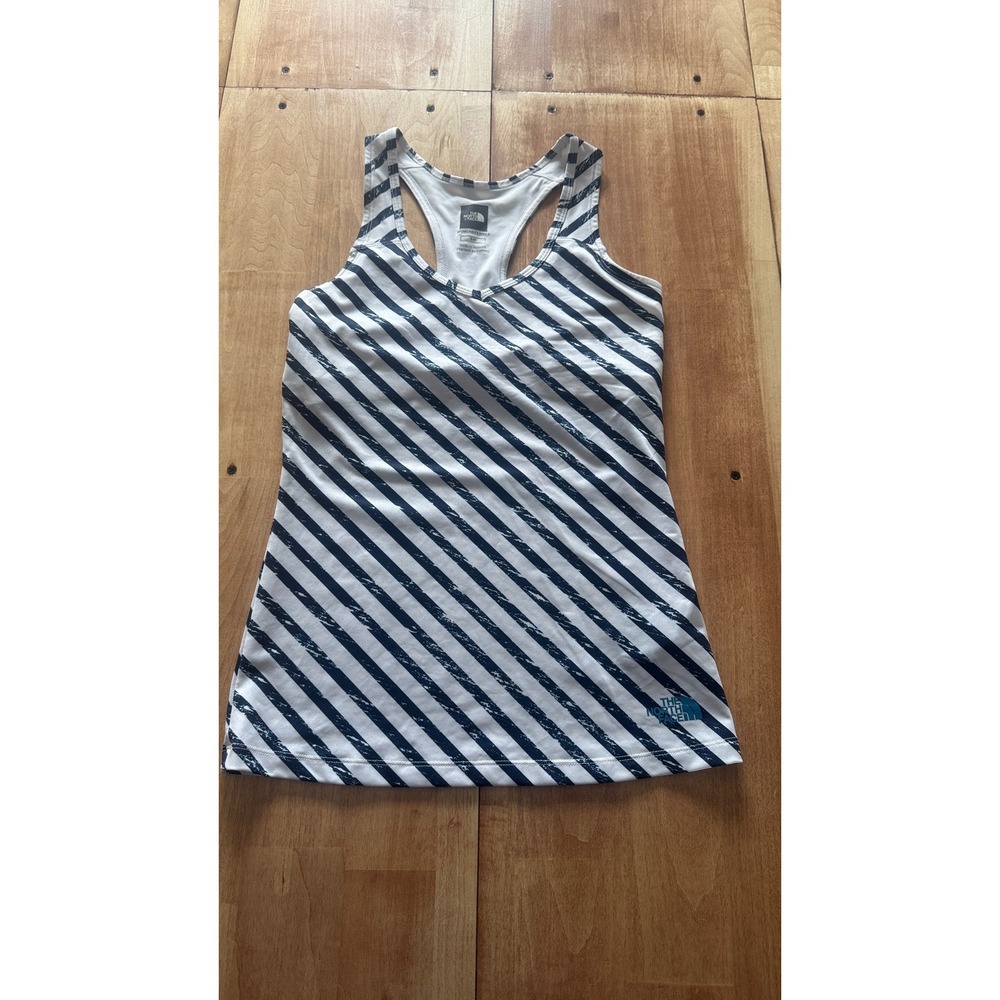 The North Face Women's Striped Racerback Tank Top with Built-in Shelf Bra Small